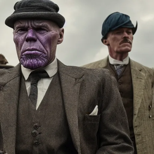 Prompt: Thanos in an episode of Peaky Blinders