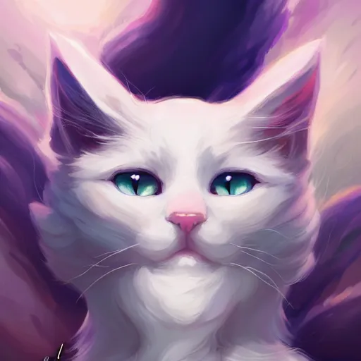 Prompt: a portrait of a beautiful white fluffy cat, art by lois van baarle and loish and ross tran and rossdraws and sam yang and samdoesarts and artgerm, digital art, highly detailed, intricate, sharp focus, Trending on Artstation HQ, deviantart, unreal engine 5, 4K UHD image