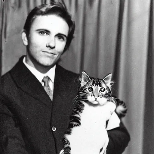 Image similar to John Cooper holding a kitty, photo