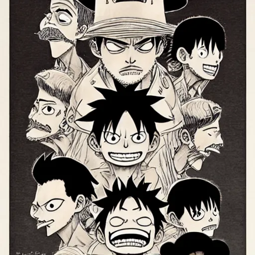 Image similar to [ luffy mustache ] ( by kim jung gi ) ( by george morikawa )