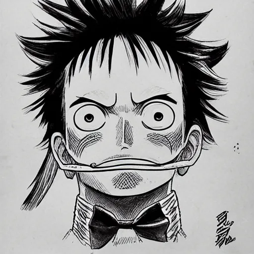 Image similar to [ luffy mustache ] ( by kim jung gi ) ( by george morikawa )