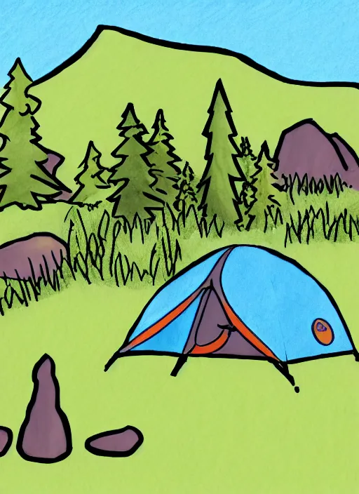 Image similar to bold sketch of the great outdoors 2 d stylized