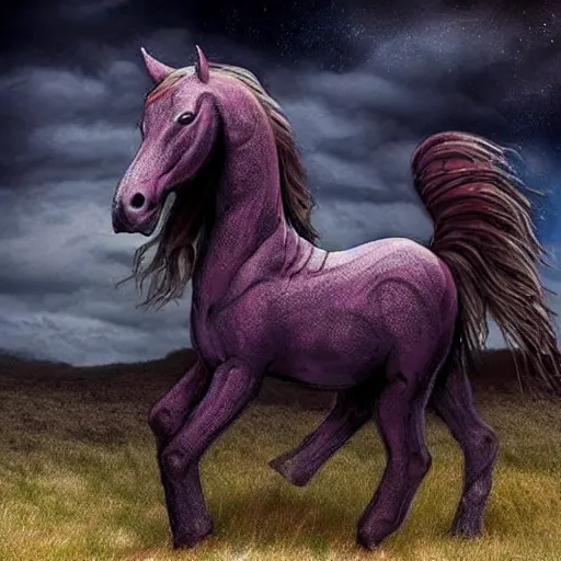 Image similar to horrifying horse, eldritch, apocalypse, creepy creature, nightmare like dream horror spooky