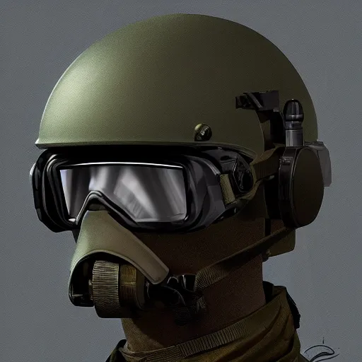 Image similar to concept art tactial helmet mounted night vision goggles military modern era variants digital high detail trending in artstation high detail smooth 4 k 8 k hd mechanical