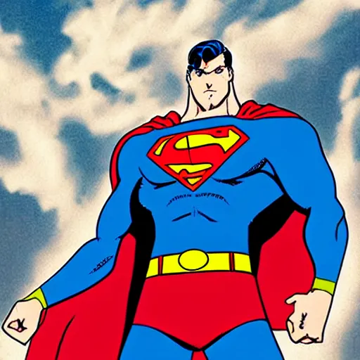 Image similar to superman in jojo's bizarre adventure, superman in the style of jojo bizzarre adventure