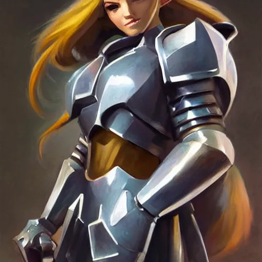 Image similar to greg manchess portrait painting of armored female link from legend of zelda as overwatch character, medium shot, asymmetrical, profile picture, organic painting, sunny day, matte painting, bold shapes, hard edges, street art, trending on artstation, by huang guangjian and gil elvgren and sachin teng