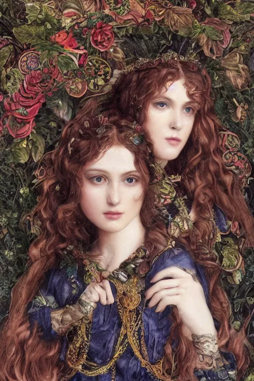 Image similar to An extremely beautiful pre-raphaelite ornate portrait of a very beautiful witch, ultradetailed, intricate, elegant, digital art painting, smooth, sharp focus, magazine art cover illustration, regal, award winning picture, extremely detailed masterpiece, sense of awe, featured on Artstation, Artgerm, ethereal bubbles, Aetherpunk, atmospheric lightning, Exquisite floral details, 8K detail post-processing