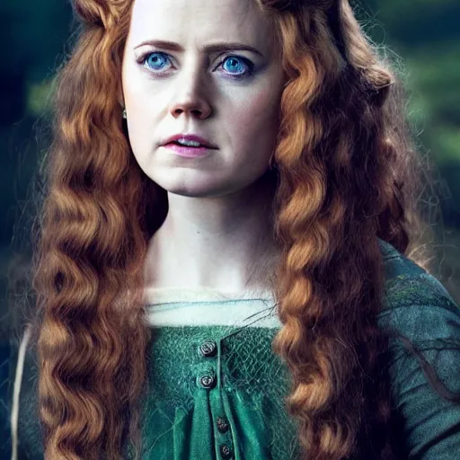 Prompt: a portrait of an elvish young girl, looking like Amy Adams , wild hairstyle, 8k, beautiful