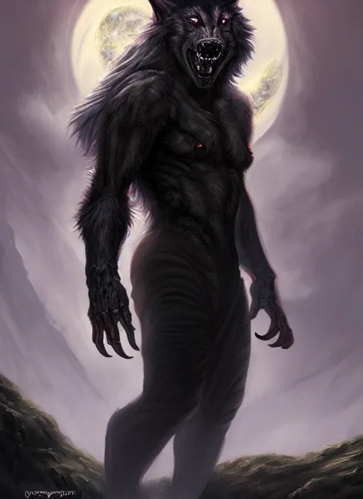 Prompt: a _ fantasy _ style _ portrait _ painting _ of werewolf, dnd, wicked, oil _ painting _ unreal _ 5 _ daz. _ rpg _ portrait _ extremely _ detailed _ artgerm _ greg _ rutkowski _ greg