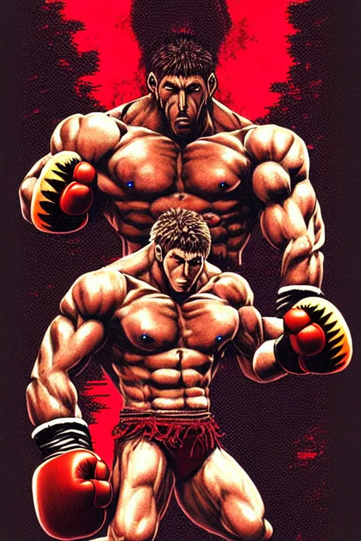 Image similar to extreme long shot. 8 bit nes graphics. antropomorphic muscular masculine wolf. kickboxer fighter, in shorts. wolf head. fine details, very sharp, art from nes game cartridge, 8 0's, vhs artefacts, vaporwave style, marc simonetti and hermann nitsch. streetfighter