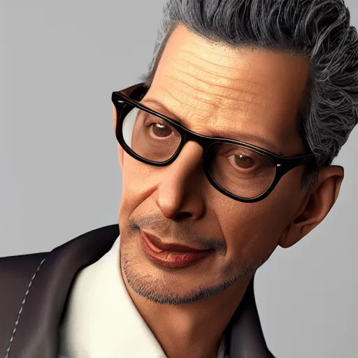 Image similar to hyperrealistic jeff goldblum, comprehensively lifelike 3 d render inspired by istvan sandorfi & xiang duan, perfect symmetry, dim volumetric cinematic lighting, 8 k octane comprehensive render, extreme hyper - detailed attributes & atmosphere, intricate, impossibly lifelike composition, masterpiece, artstation, stunning,