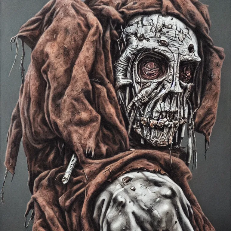 Image similar to leper messiah. by boris groh, hyperrealistic photorealism acrylic on canvas