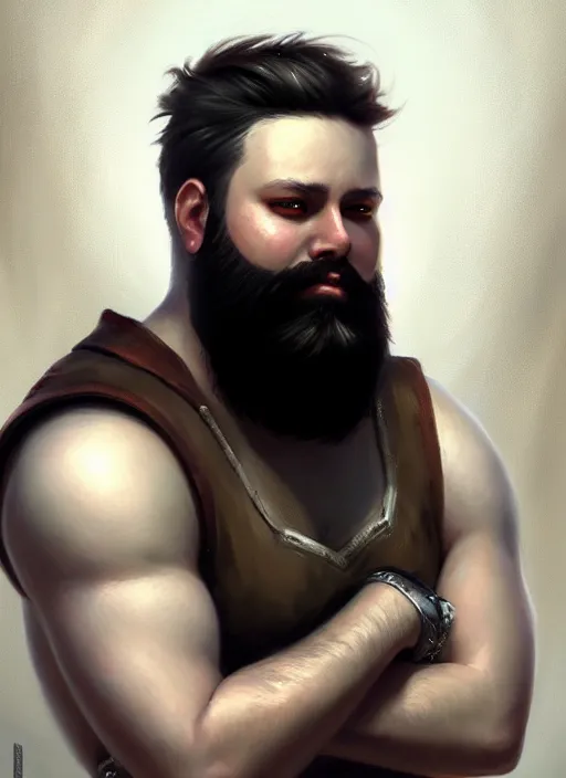 Image similar to a _ fantasy _ style _ portrait _ painting _ of white male short black hair chubby disconnected beard, rpg dnd oil _ painting _ unreal _ 5 _ daz. _ rpg _ portrait _ extremely _ detailed _ artgerm _ greg _ rutkowski _ greg