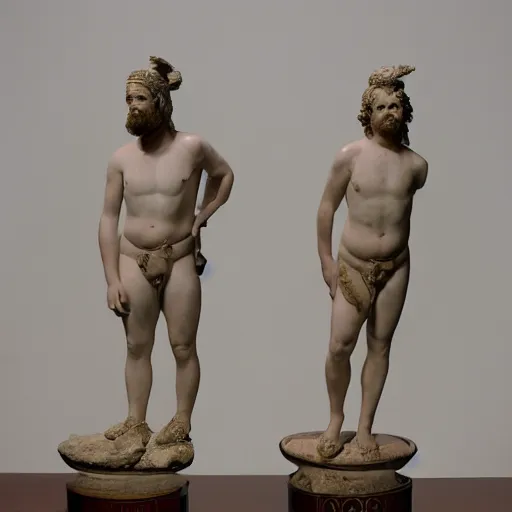 Prompt: tim and eric as roman statues photograph