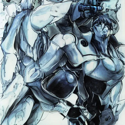 Prompt: Jack Frost from the Shin Megami Tensei series, drawn by Yoji Shinkawa, highly detailed