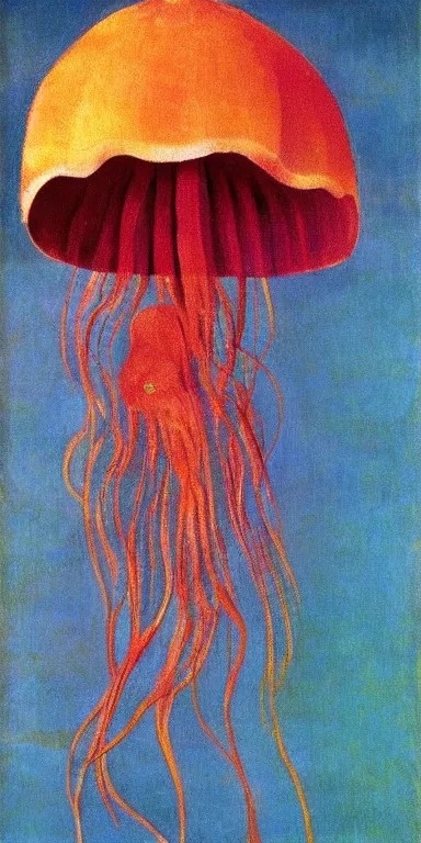 Prompt: jellyfish by paul gauguin, serene, calm, minimalist!!