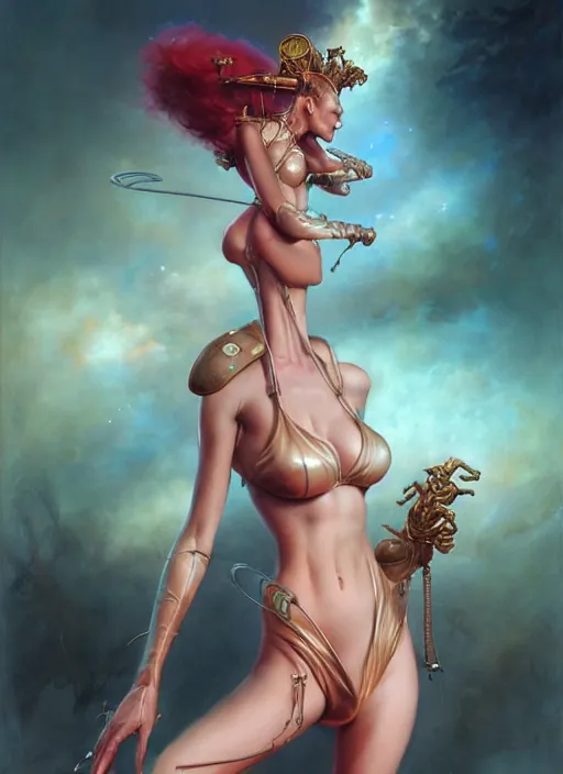 Image similar to girls posing seductively, fantasy character portrait, bikini, bodysuit, leotard, ultra realistic, wide angle, intricate details, the fifth element artifacts, highly detailed by peter mohrbacher, hajime sorayama, wayne barlowe, boris vallejo, aaron horkey, gaston bussiere, craig mullins