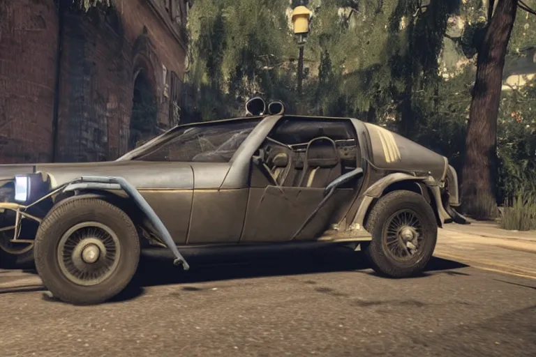 Prompt: photograph of a 1 9 2 2 delorean, by red dead redemption 2, by grand theft auto v