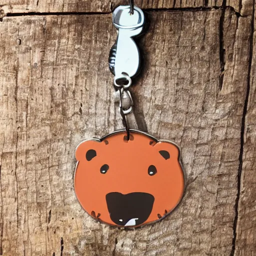 Image similar to keychain of a bear and a salmon