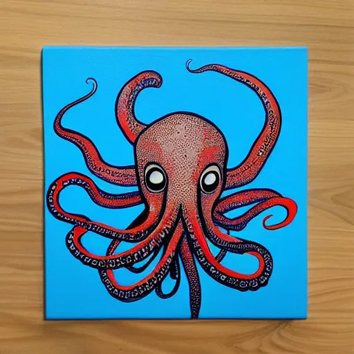 Image similar to “painted octopus, dotart, album art in the style of James Jean”