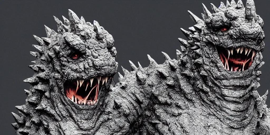 Prompt: photo of the most terrifying and scary looking mean godzilla ever seen in the world ever