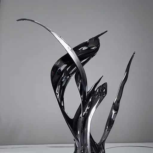 Image similar to liquid forms in metal abstract sculpture cyberpunk