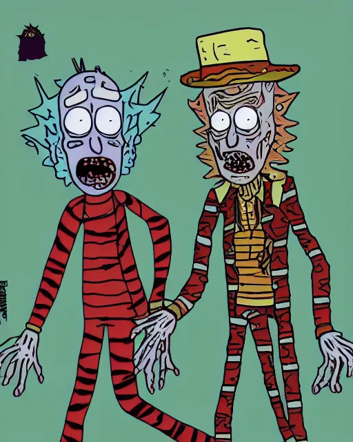 Image similar to freddy krueger in the style of rick and morty by justin roiland