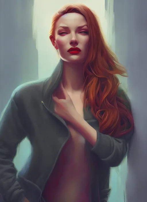 Image similar to veronica lake detailed clothing, half body shot, arms down, path traced, highly detailed, high quality, digital painting, alena aenami, arnold bocklin, tom bagshaw