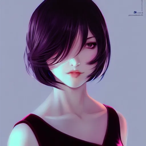 Prompt: cute girl short silky hair velvet film occlusion shadow specular reflection rim light unreal engine artstation pinterest art by hiroaki samura range murata and ilya kuvshinov intricate highly detailed 8 k art deco illustration realistic extremely beautiful shape of face neck shoulders eyes