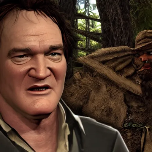 Image similar to quentin tarantino in the video game skyrim