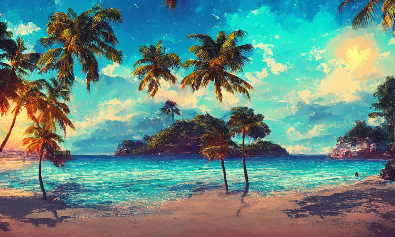 Image similar to paradise beach by alena aenami artworks in 4 k