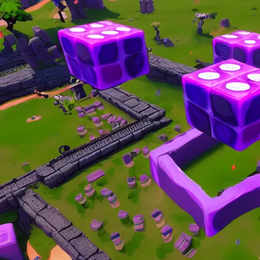 Image similar to obsidian purple cube in fortnite