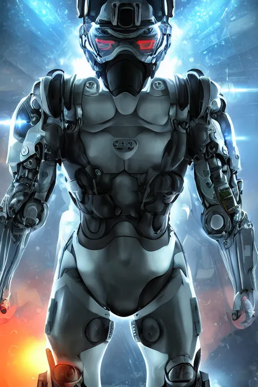 Image similar to cyber cyborg ninja mask helmet metal gear solid artic suit swat commando, global illumination ray tracing hdr fanart arstation by sung choi and eric pfeiffer and gabriel garza and casper konefal, a spectacular view cinematic rays of sunlight comic book illustration, by john kirby