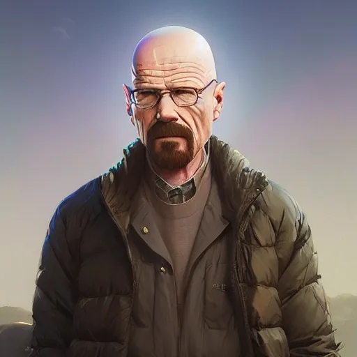 Image similar to highly detailed portrait of walter white, unreal engine, fantasy art by greg rutkowski, loish, rhads, ferdinand knab, makoto shinkai and lois van baarle, ilya kuvshinov, rossdraws, tom bagshaw, global illumination, radiant light, detailed and intricate environment