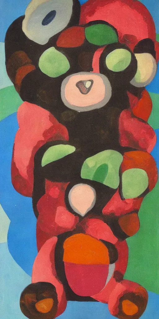 Image similar to a strawberry teddy bear oil on canvas painting eileen agar