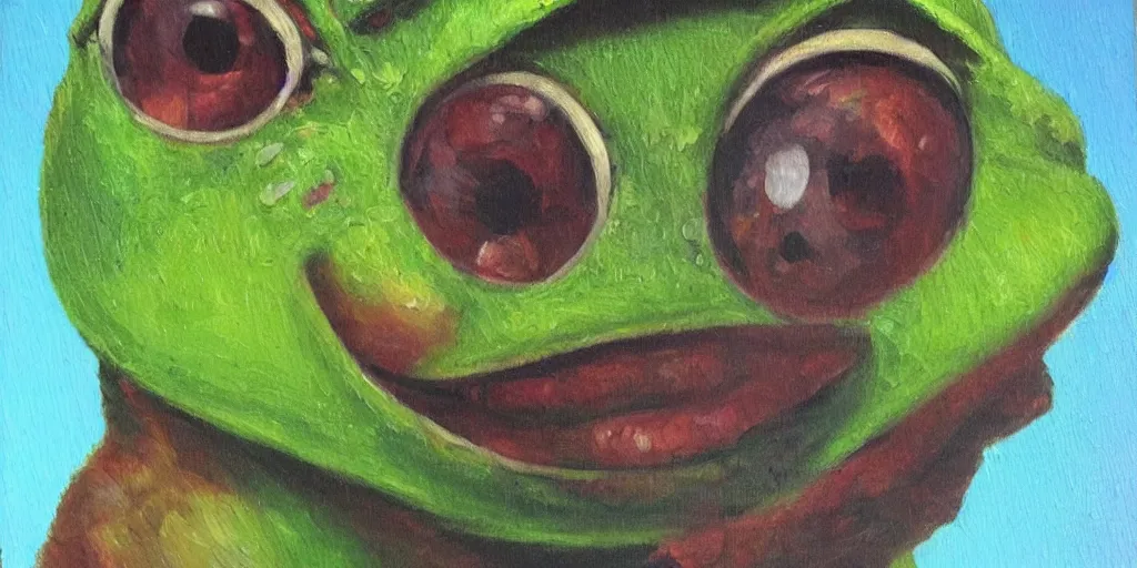 Prompt: a masterpiece fineart portrait of a cyberpunk kermit the frog. Oil painting on canvas, by Remembrandt.