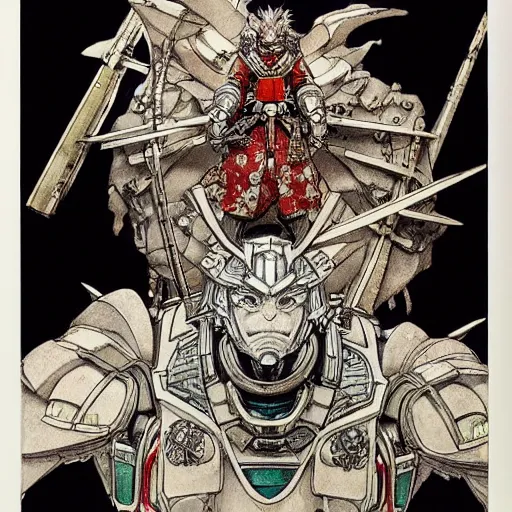 Prompt: prompt: portrait drawn by Katsuhiro Otomo, inspired by Warhammer characters, magical and alchemical objects on the side, soft light, white background, intricate detail, intricate ink painting detail, sharp high detail, manga and anime 2000