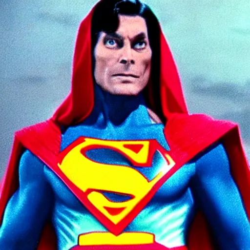 Image similar to movie still of skeletor as superman