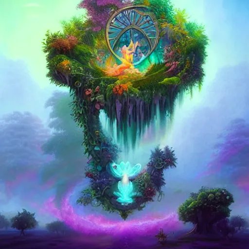 Prompt: 🧚‍♀️✨🌳🧚‍♀️, detailed matte fantasy painting, by Lisa Frank by Peter Mohrbacher by by Artgerm by Ferdinand Knab by Alena Aenami by Dave LaChapelle