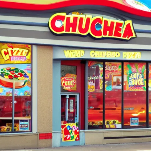 Prompt: Chuch e cheese really really wants pizza