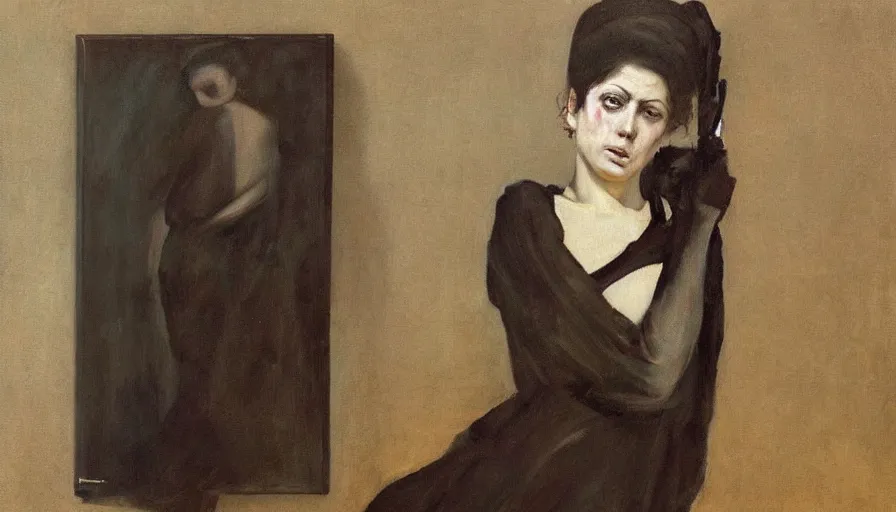 Prompt: painting by borremans, mata hari, detailed, stunning