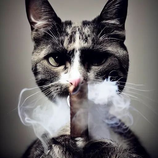 Image similar to cat wearing a suit smoking a cigar