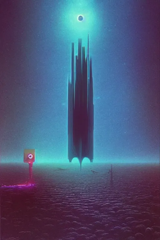 Image similar to emissary space by arthur haas and bruce pennington and john schoenherr, cinematic matte painting in the style of glitch art, minimal modern pixel sorting, zaha hadid building, photo realism, neon lights, dark moody color palate,