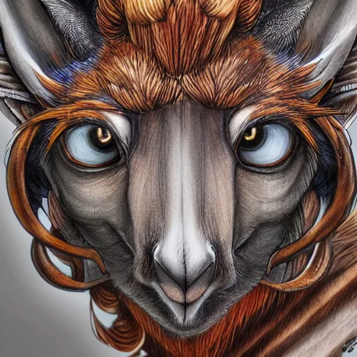 Image similar to a kangaroo as a king, cute highly detailed face, full body, fantasy art, monster art, style of masami kurumada, illustration, epic, fantasy, intricate, hyper detailed, artstation, concept art, smooth, sharp focus, ray tracing