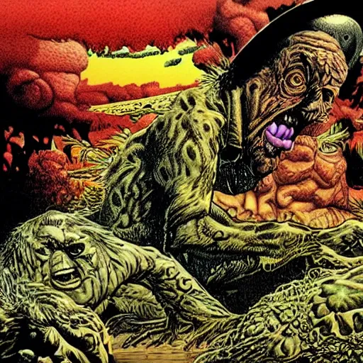 Prompt: highly detailed illustration by Richard Corben