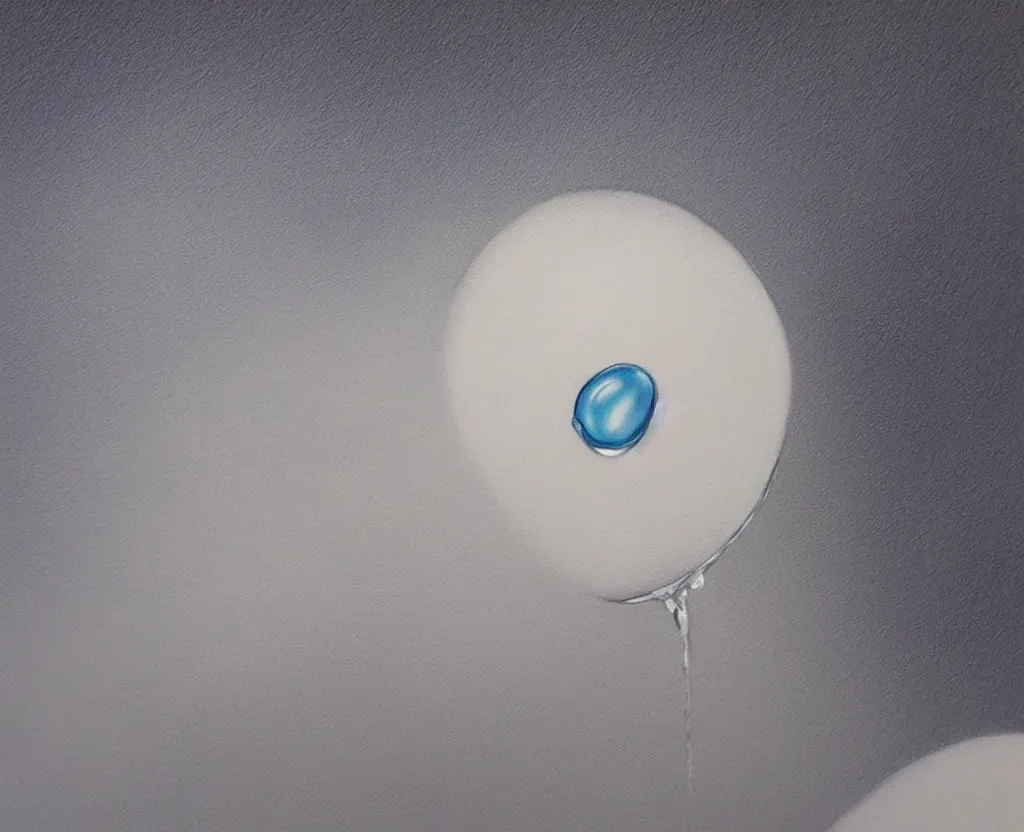 Image similar to realistic and detailed soft airbrush of a glossy water drop dripping on a white background, inspired by 8 0's airbrush illustrations, art by pater sato