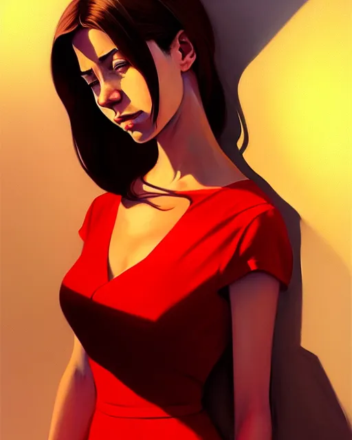 Image similar to hyper - realistic portrait of a girl in a red dress, gta v cover art, celshading, sharp focus, intricate, detailed, by rhads, andreas rocha, makoto shinkai, lois van baarle, ilya kuvshinov and greg rutkowski, by greg rutkowski, dynamic lighting, sharp focus, grunge aesthetic, 4 k