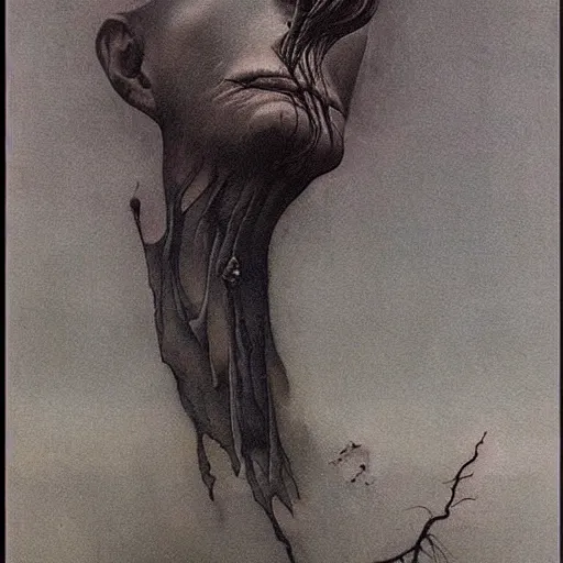 Image similar to tattoo design by beksinski