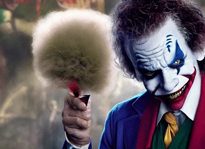 Image similar to film still of Bob Ross as Joke in the new Joker movie, 4k