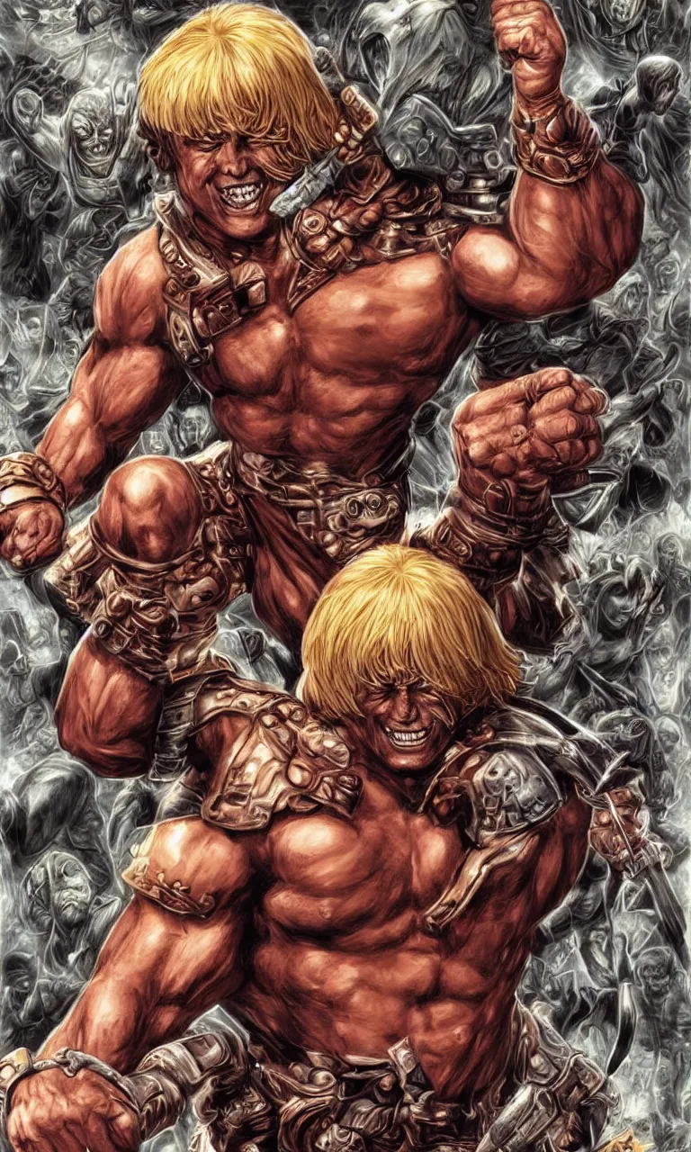 Image similar to he - man character design by lee bermejo